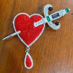 Nicoletta Carlone Jezebel Heart and Dagger Brooch NWOT